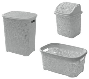 Set 3 Accessori Da Bagno Feridras "Flower" Grigio