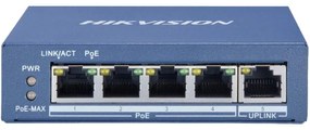 Hikvision Switch Hub Non Gestito a 5 Porte con 4 Porte PoE Gigabit e Porta Uplink DS-3E0505P-E/M