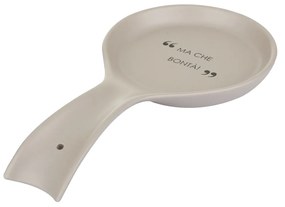 Poggiamestolo tortora 22 cm stoneware scritta Quotes