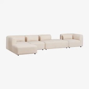 Divano Modulare Con Chaise Longue Sinistra In 4 Pezzi Con Chaise Lounge Fogler Ciniglia Crema Beige - Sklum