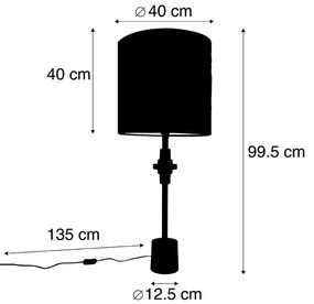 Lampada da tavolo Art Déco dorata con paralume in velluto nero 40 cm - Diverso