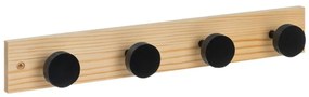 Attaccapanni da parete nero/di colore naturale in pino massiccio 40 cm Anillos – Casa Selección