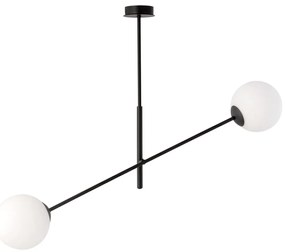 Lampadario da Soffitto in Acciaio e Vetro LINEAR 2 Nero 2xE14