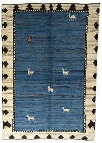 Gabbeh Tappeto 210x150 Blu (Iran) Annodato A Mano