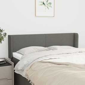 Testiera Ad Orecchio Grigio Scuro 147x16x78/88 Cm İn Tessuto /