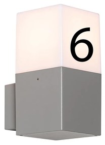 Applique per esterno moderna grigia IP44 con numero civico - DENMARK