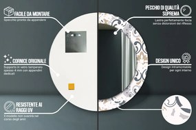 Specchio rotondo stampato Piastrelle retrò fi 60 cm