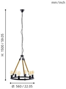 Eglo 49694 - Lampadario a sospensione con catena FINDLAY 6xE27/60W