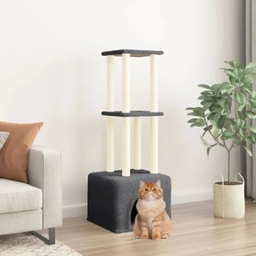 Albero per Gatti con Tiragraffi in Sisal Grigio Scuro 133,5 cm