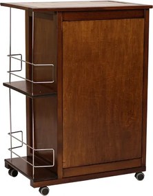 Carrello da cucina GIADA con 4 cassetti e portabottiglie Noce