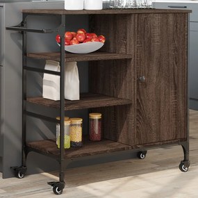 Carrello Da Cucina Rovere Marrone 87,5x38,5x84,5 Cm Multistrato /