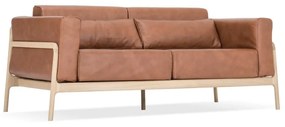 Divano in pelle di bufalo marrone cognac con struttura in rovere massiccio , 180 cm Fawn - Gazzda