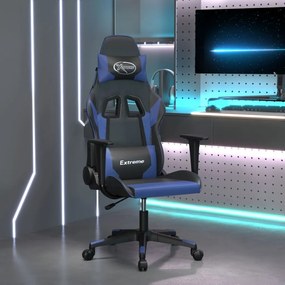 Sedia da gaming nera e blu in similpelle