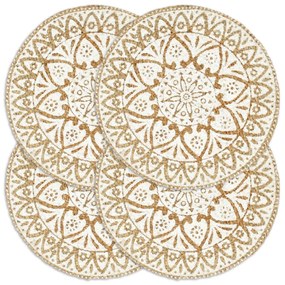 Tovagliette 4 Pz Bianche 38cm Rotonde İn Juta /