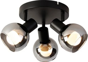 Faretto da soffitto intelligente nero con vetro fumé incl. 3 Wifi P45 - Vidro