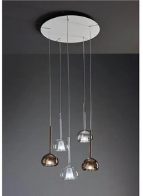 Lampadario Glamour Beba nero paralume trasparente 5x LED ø15cm URBAN