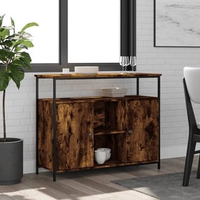 Credenza Rovere Fumo 100x35x80 Cm İn Legno Multistrato /
