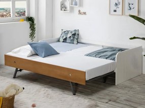 SALDI -  Letto divano con letto estraibile 2 x 90 x 190 cm in MDF Bianco e ciliegio - JULIETTE