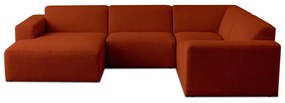 Divano angolare in tessuto bouclé color mattone (forma a U) Roxy - Scandic