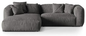 Divano angolare componibile grigio (con penisola a sinistra/con chaise lounge) con rivestimento in velluto Martina – Micadoni