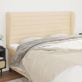 Testiera Ad Orecchio Crema 163x23x118/128 Cm İn Tessuto /