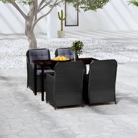Set mobili da pranzo per giardino 5 pz nero