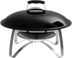 Weber Fireplace, Fuoco da esterno con lega di acciaio smaltato, grande coperchio antincendio e maniglia del coperchio resistente al calore, gambe