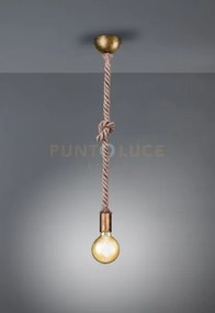 Rope sospensione corda annodata e metallo ottone anticato 1 luce no...