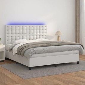 Giroletto Molle Con Materasso E Led Bianco 160x200cm Similpelle /