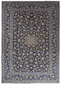 Kashan Tappeto persiano 390 x 280 Blu (Iran) Annodato A Mano