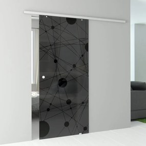 Porta scorrevole reversibile Euclide Fumè in alluminio nero, L 76 x H 215 cm, con binario Atena