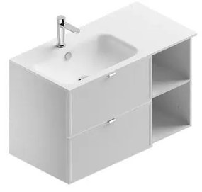 Mobile sottolavabo e lavabo Quadra per vasca a sinistra bianco in mdf L 90 x H 57 x P 46 cm 2 cassetti