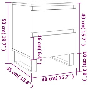 Comodini 2pz Rovere Marrone 40x35x50 cm in Legno Multistrato