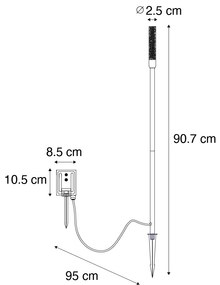 Lampada da terra per esterni nera con LED ricaricabile e solare - Barry