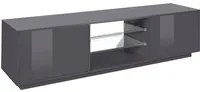 Mobile porta TV Dlongon, Credenza bassa da soggiorno a 2 ante, Base porta TV, 100% Made in Italy, cm 180x41h46, Antracite lucido