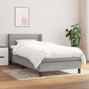 Giroletto A Molle Con Materasso Grigio Chiaro 90x200 Cm Tessuto /