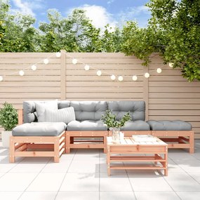 Set divani giardino 6 pz con cuscini legno massello di douglas