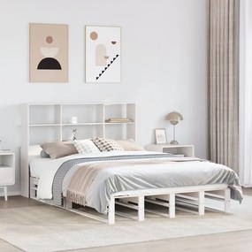 Letto libreria senza materasso bianco 160x200 cm legno massello