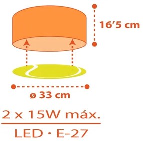 Dalber 41756 - Plafoniera per bambini TENNIS 2xE27/15W/230V
