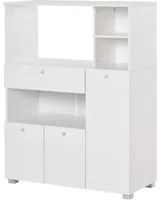 Mobile da Cucina Credenza con Armadietto Mensola e Cassetto 90x40x120 cm in Legno Bianco