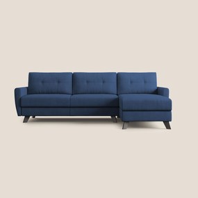 Callisto Divano letto angolare con penisola in tessuto morbido impermeabile T02 blu