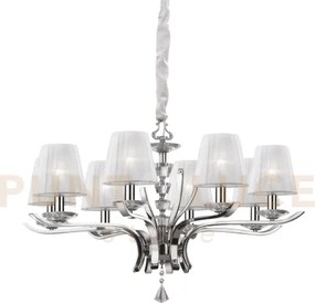 Pegaso lampadario 8 luci attacco e14 con paralume bianco finitura c...