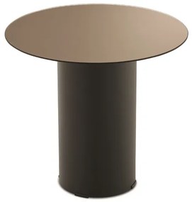 Tavolino tondo WAYLON 45 con base in metallo Nero e piano in vetro Bronzo