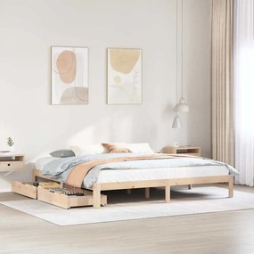 Giroletto Con Cassetti 200x200 Cm İn Legno Massello Di Pino /