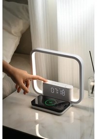 Immax 08994L - Lampada da tavolo LED dimmerabile con sveglia e di ricarica 18W/230V bianco