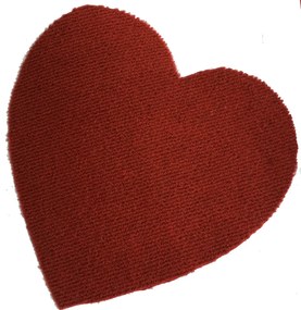 Zerbino a forma di cuore rosso in moquette rigata