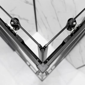 Box doccia 3 lati 70x100x70 in vetro temperato trasparente doppio scorrevole con profili neri Tay