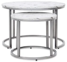 SET 2x Tavolino PAOLA diametro 38/60 cm grigio/marmor decor