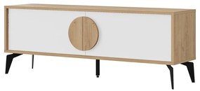 Tavolo TV in rovere decorato in bianco e naturale 140x51 cm Vae - Marckeric