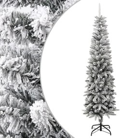 Albero di Natale Artificiale con Neve Floccata e LED in diverse dimensioni e materiali, Albero Natale Artificiale Sottile Neve Floccata 240 cm PVC e PE